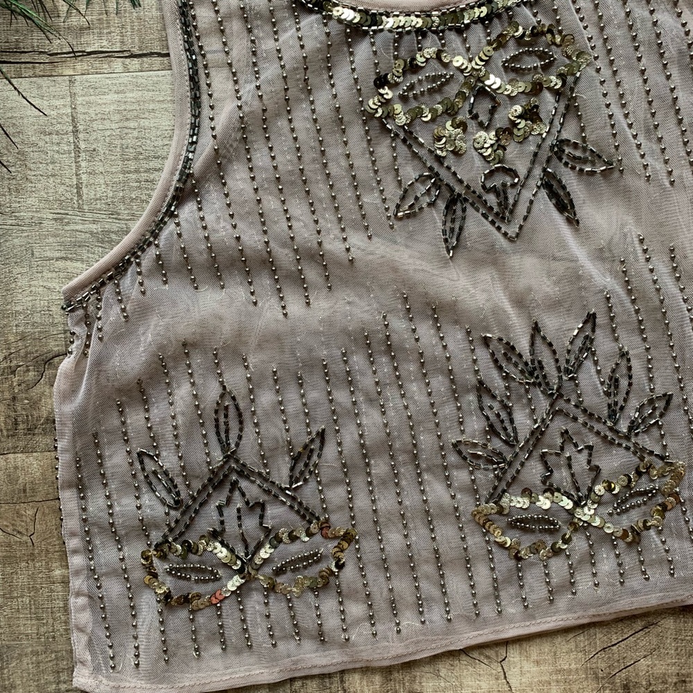 Beaded Tan Crop Top - Picture 2 of 8